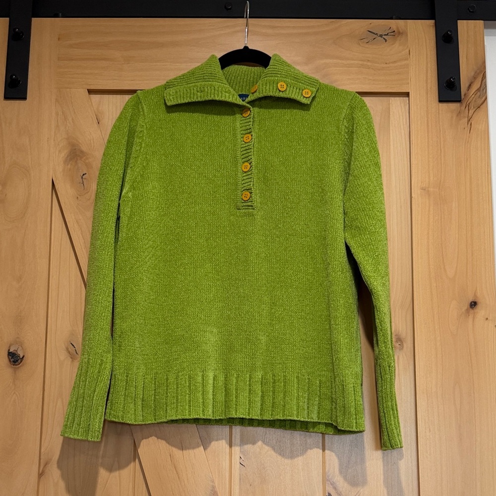 Karen Scott Lime Green Button-Up Sweater